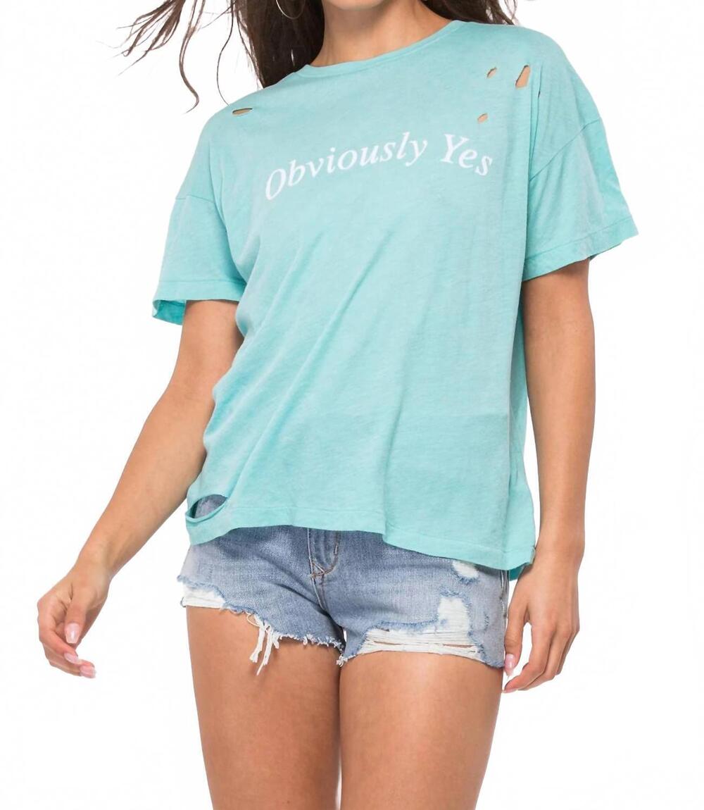 NEW WILDFOX obviously yes destroyed sonic tee in trance teal